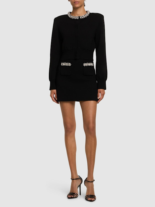 Self-portrait: Embellished knit mini skirt - Black - women_1 | Luisa Via Roma