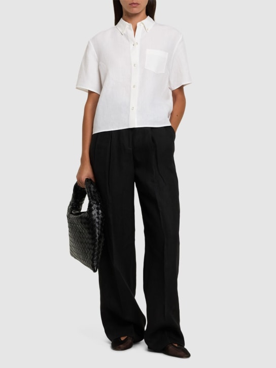 Theory: Boxy fit linen shirt w/pocket - White - women_1 | Luisa Via Roma