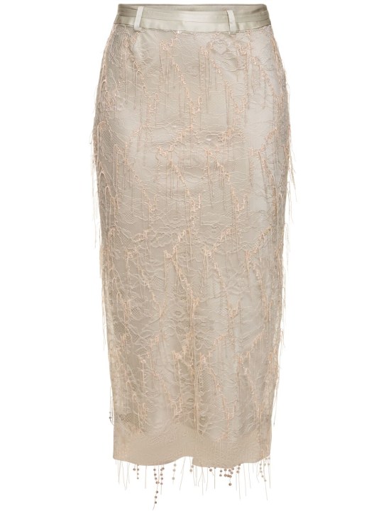 Christopher Esber: Gonna midi in pizzo con decorazioni - Beige - women_0 | Luisa Via Roma