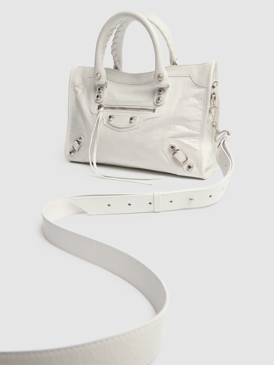 Balenciaga: Small Le City Arena leather shoulder bag - Optic White - men_1 | Luisa Via Roma