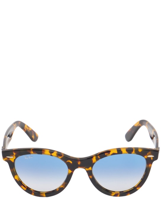 Ray-Ban: Lunettes de soleil rondes en acétate - Écaille De Tortue/Bleu - women_0 | Luisa Via Roma