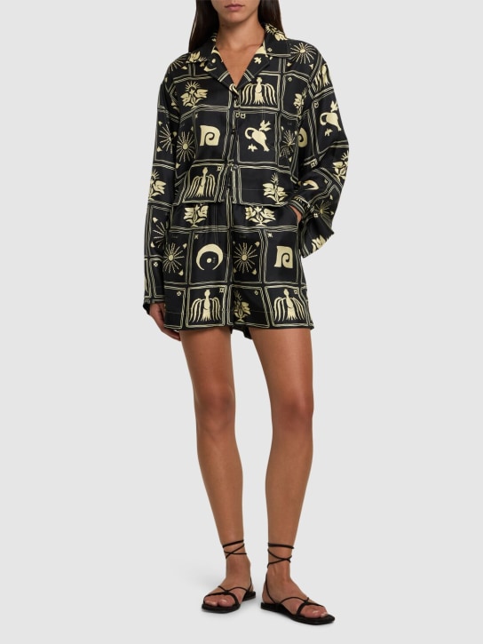 Nanushka: Exter printed silk twill shorts - Black/Multi - women_1 | Luisa Via Roma