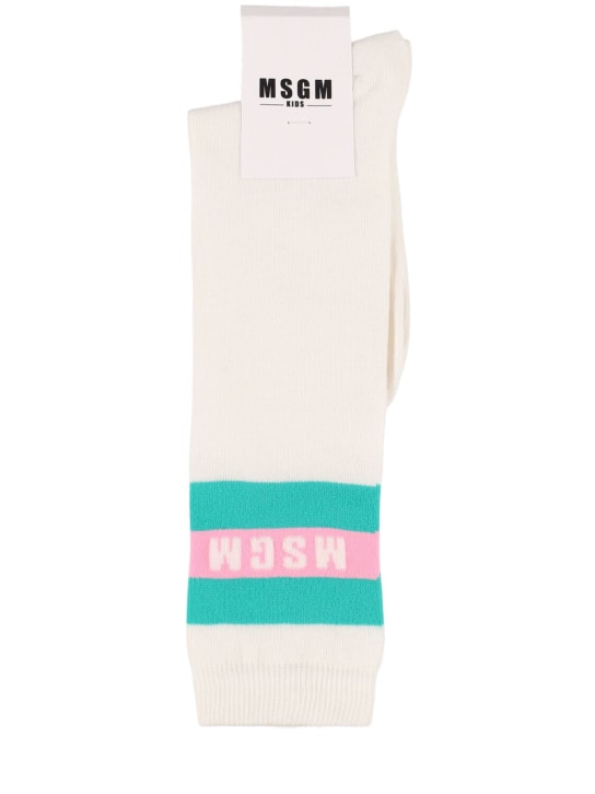 MSGM: Jacquard cotton blend socks - White - kids-girls_0 | Luisa Via Roma