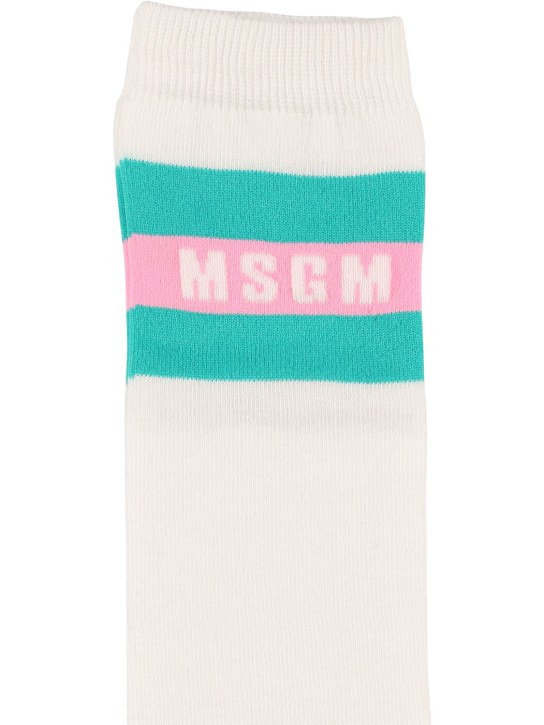 MSGM: Jacquard cotton blend socks - White - kids-boys_1 | Luisa Via Roma