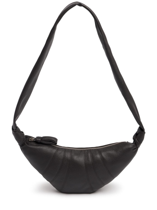 Lemaire: Borsa piccola Croissant in pelle martellata - Marrone Scuro - women_0 | Luisa Via Roma