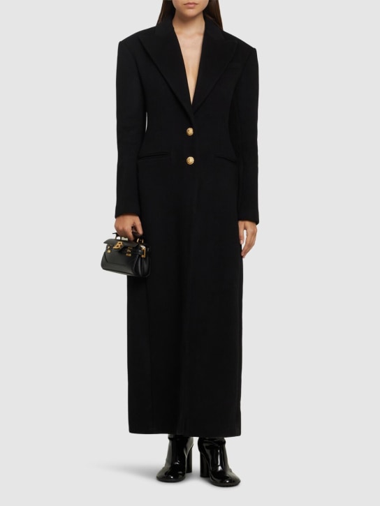 Balmain: Wool & cashmere long coat - Black - women_1 | Luisa Via Roma