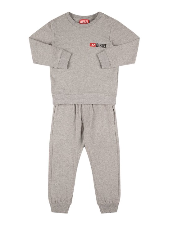 Diesel Kids: Cotton jersey pajama set w/logo - Grey - kids-boys_0 | Luisa Via Roma