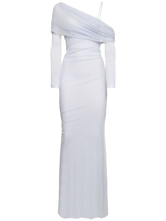 Christopher Esber: Robe longue en tulle de soie drapée - Lilas - women_0 | Luisa Via Roma