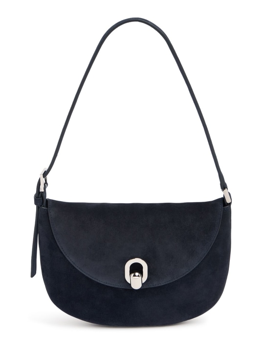 Savette: The Small Tondo suede hobo bag - Navy - women_0 | Luisa Via Roma