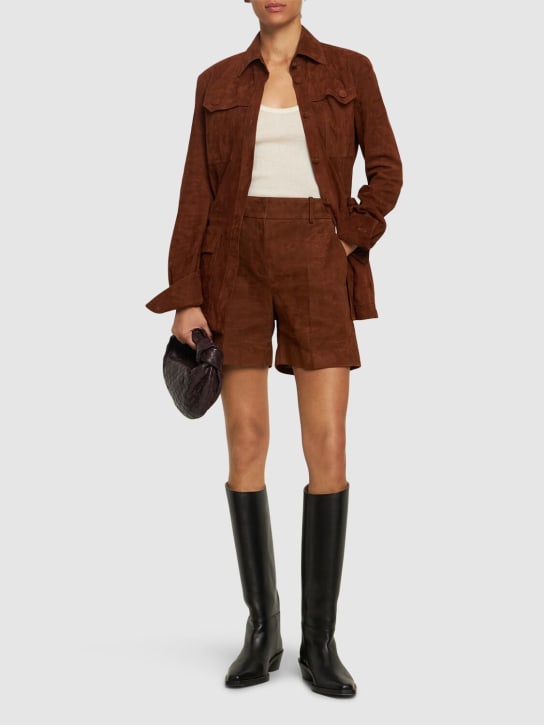 Ermanno Scervino: Suede shorts - Brown - women_1 | Luisa Via Roma