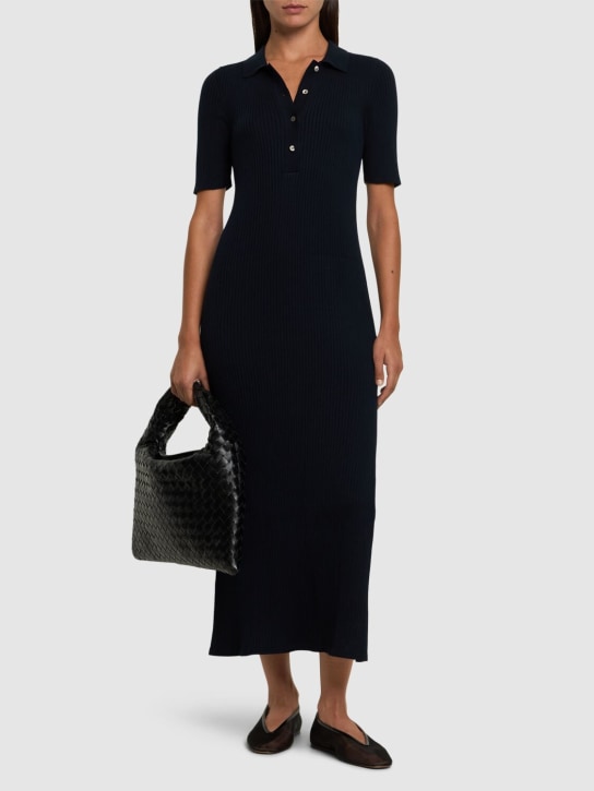 A.P.C.: Robe en coton Teddy - Bleu Marine - women_1 | Luisa Via Roma