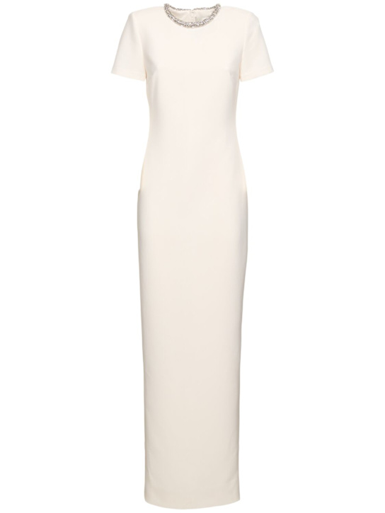 Roland Mouret: Short sleeve crepe long dress - White - women_0 | Luisa Via Roma