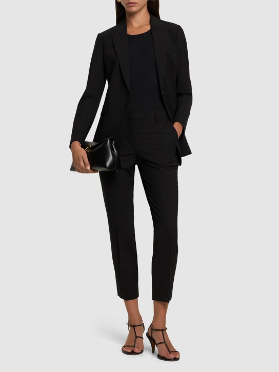 Theory: Pantalon droit en laine stretch Treeca - Noir - women_1 | Luisa Via Roma