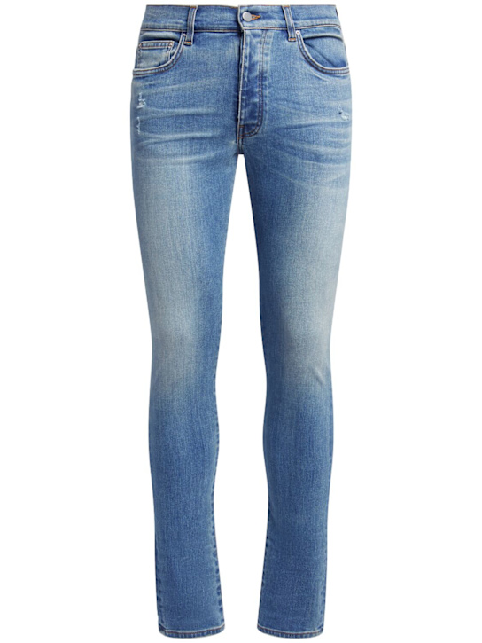 Amiri: 15cm Stack cotton denim jeans - Dark Indigo - men_0 | Luisa Via Roma