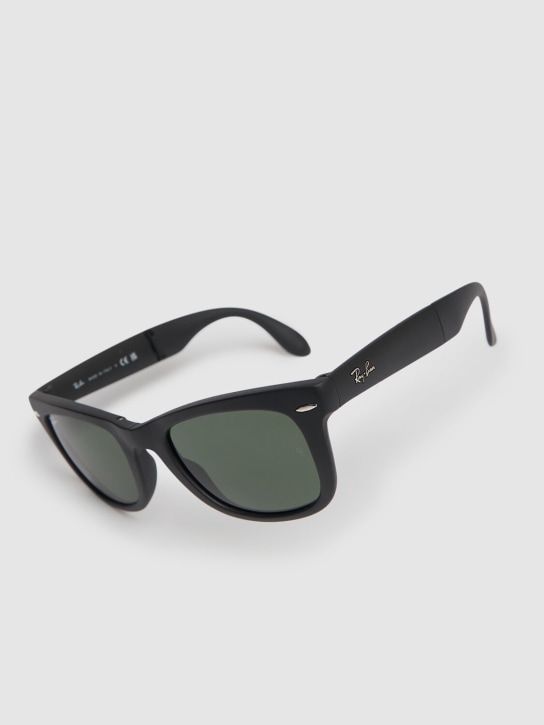 Ray-Ban: Folding glossy Wayfarer sunglasses - Black/Green - men_1 | Luisa Via Roma