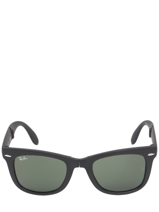 Ray-Ban: Folding glossy Wayfarer sunglasses - Black/Green - men_0 | Luisa Via Roma