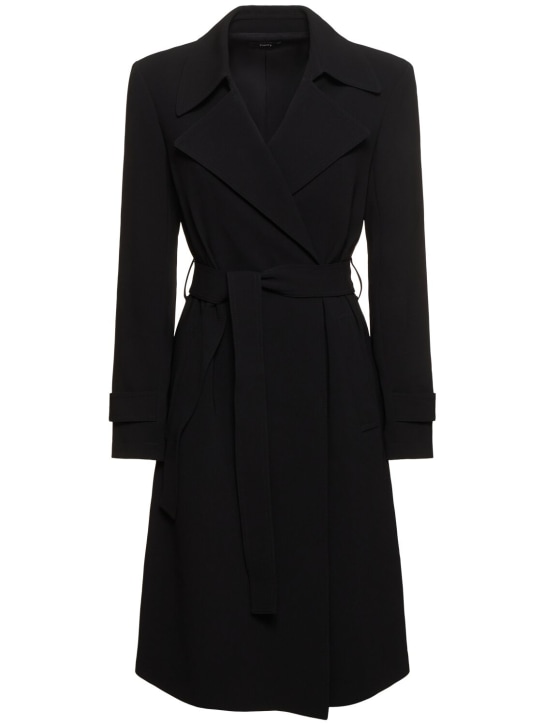 Theory: Oaklane self-tie midi trench coat - Black - women_0 | Luisa Via Roma