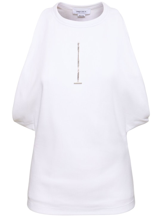 Alexander McQueen: Ribbed cotton top - White - women_0 | Luisa Via Roma