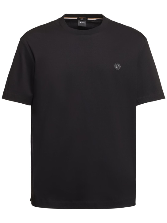 Boss: Taut cotton t-shirt - Black - men_0 | Luisa Via Roma