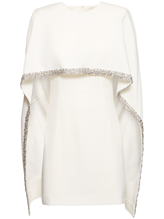 Roland Mouret: Embellished cape satin crepe mini dress - White - women_0 | Luisa Via Roma