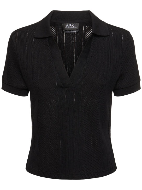 A.P.C.: Ophelia cotton polo top - Black - women_0 | Luisa Via Roma