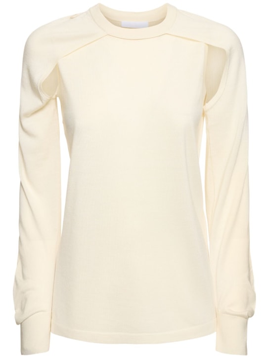 Helmut Lang: Wool & silk knit shrug - Ivory - women_0 | Luisa Via Roma