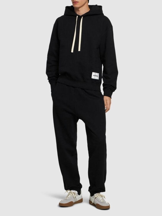Jil Sander: Compact cotton sweatshirt hoodie - Black - men_1 | Luisa Via Roma