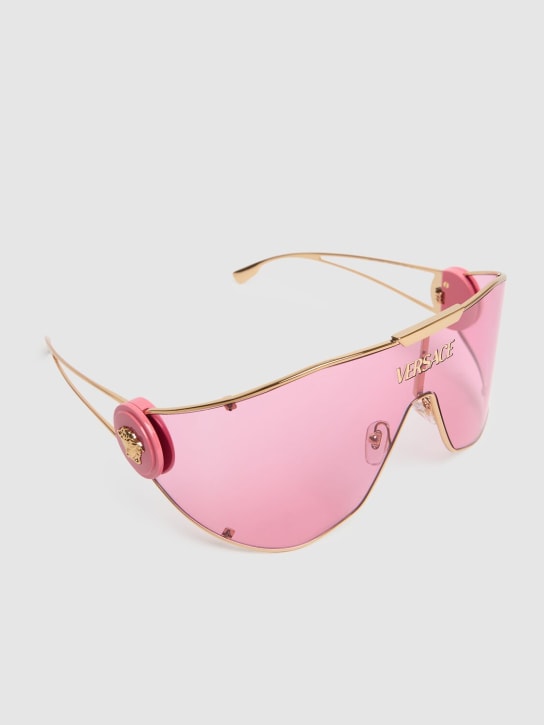 Versace: Occhiali da sole a maschera in metallo - Rosa/Oro - women_1 | Luisa Via Roma