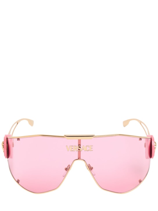 Versace: Metal mask sunglasses - Pink/Gold - women_0 | Luisa Via Roma