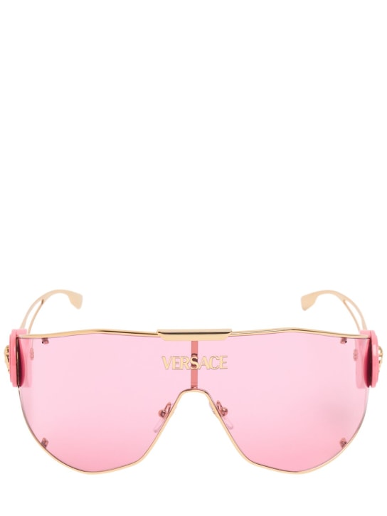 Versace: Lunettes de soleil en métal - Rose/Or - women_0 | Luisa Via Roma