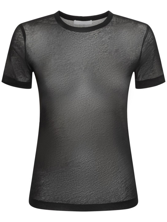 Helmut Lang: T-Shirt aus transparentem Jersey - Schwarz - women_0 | Luisa Via Roma