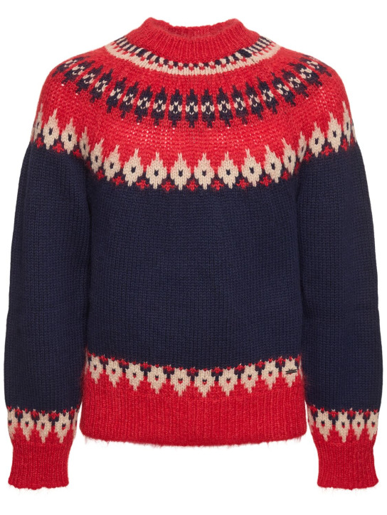 Dsquared2: Wool blend jacquard sweater - Red Variant - men_0 | Luisa Via Roma