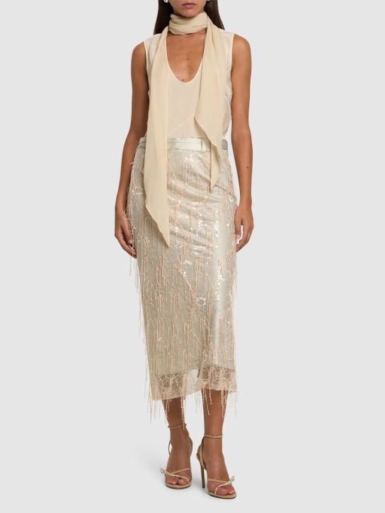 Christopher Esber: Embellished lace midi skirt - Beige - women_1 | Luisa Via Roma