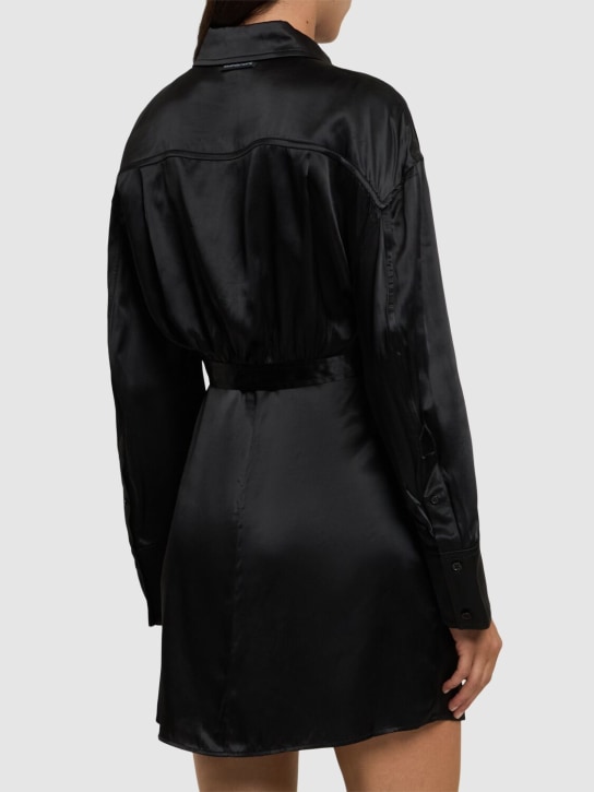 Alexander Wang: Vestito in raso di viscosa con giacca bolero - Nero - women_2 | Luisa Via Roma
