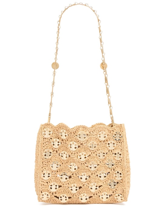 Rabanne: 1969 square raffia shoulder bag - Natural/Light - women_0 | Luisa Via Roma