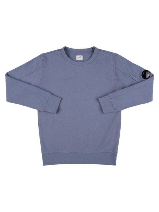 C.P. Company: Sweat-shirt en coton à col rond - Bleu - kids-boys_0 | Luisa Via Roma