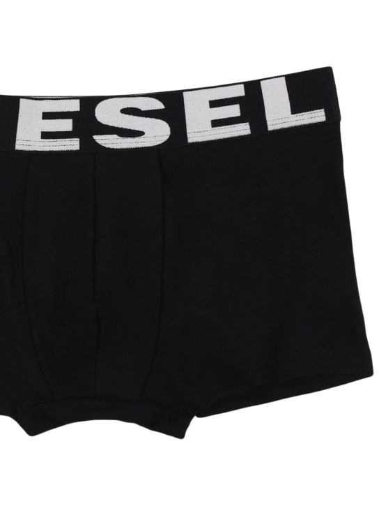 Diesel Kids: Lot de 3 boxers en jersey de coton - Noir - kids-boys_1 | Luisa Via Roma