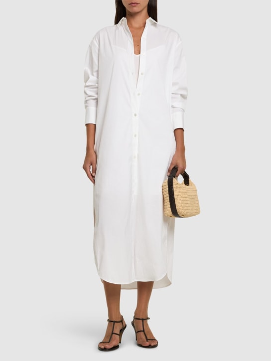 Theory: Robe chemise midi en popeline de coton mélangé - Blanc - women_1 | Luisa Via Roma