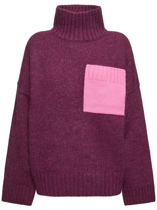 JW Anderson: Wool blend turtleneck sweater - Burgundy - women_0 | Luisa Via Roma