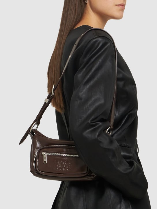 Marge Sherwood: Mini Outpocket leather hobo bag - Dark Brown - women_1 | Luisa Via Roma