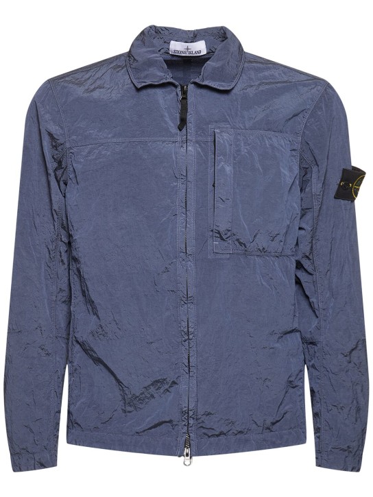 Stone Island: Tech zip overshirt - Mid Blue - men_0 | Luisa Via Roma