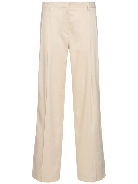 Helmut Lang: Double pleat linen blend pants - Ivory - women_0 | Luisa Via Roma