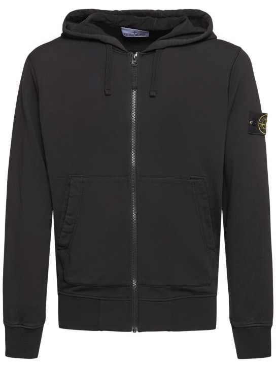 Stone Island: Hooded zip-up sweatshirt - men_0 | Luisa Via Roma