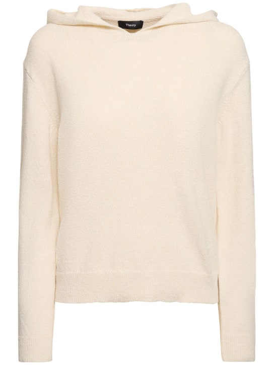 Theory: Pima cotton hooded sweatshirt - Cream - women_0 | Luisa Via Roma