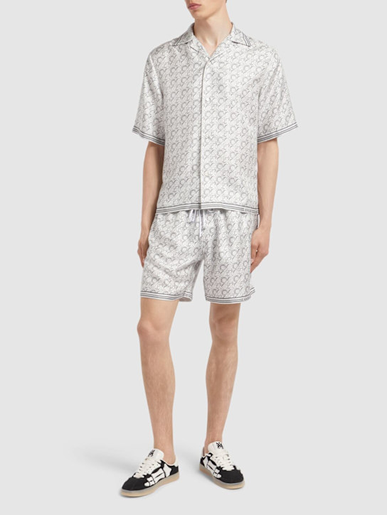 Amiri: MA Quad silk bowling shirt - Asphalt - men_1 | Luisa Via Roma