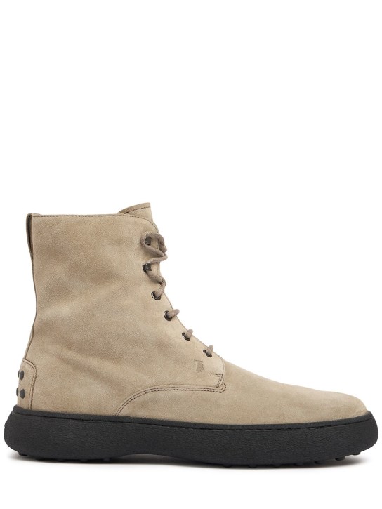 Tod's: Stivali Stivaletto in camoscio con lacci - Suede - men_0 | Luisa Via Roma