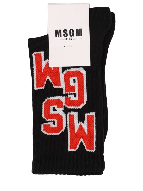 MSGM: Jacquard cotton socks - Black - kids-girls_0 | Luisa Via Roma