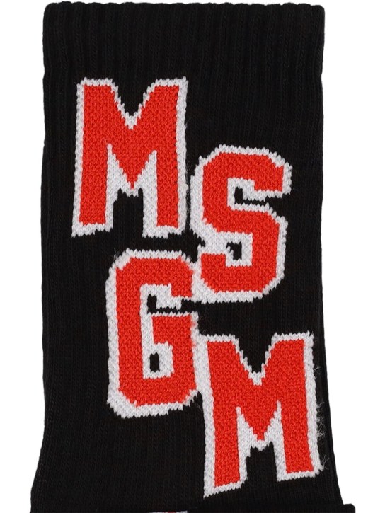 MSGM: Jacquard cotton socks - Black - kids-girls_1 | Luisa Via Roma