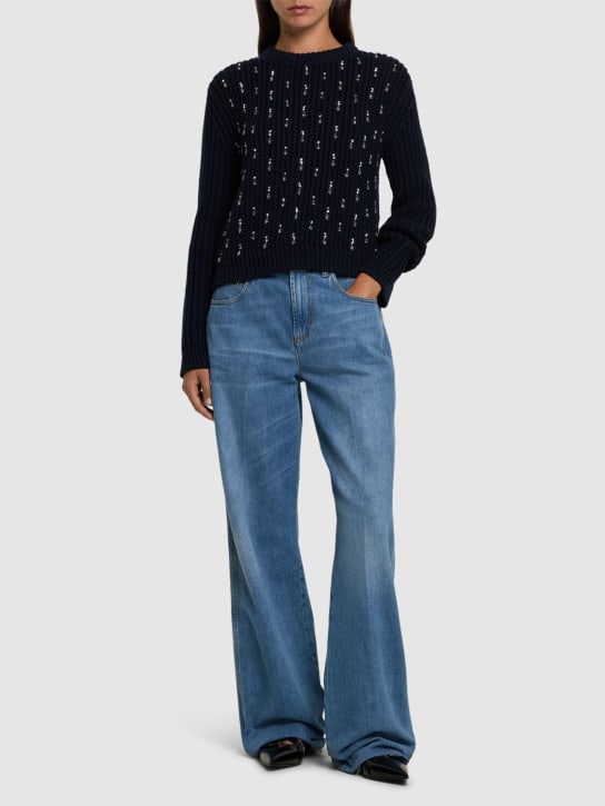 Gucci: Wool sweater - Navy/White - women_1 | Luisa Via Roma