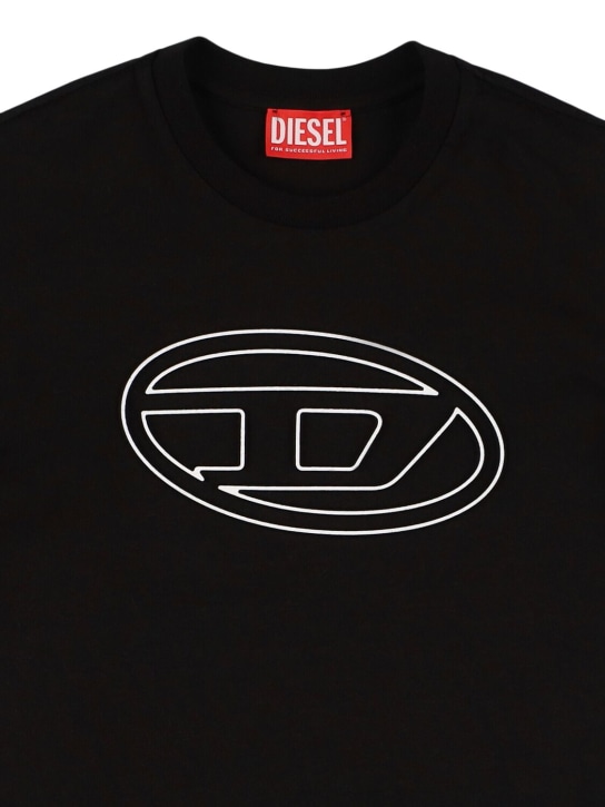 Diesel Kids: Cotton jersey t-shirt w/logo - Black - kids-boys_1 | Luisa Via Roma